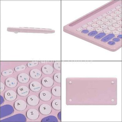 Бездротова клавіатура з мишкою та підставкою для телефону та планшета Фіолетова