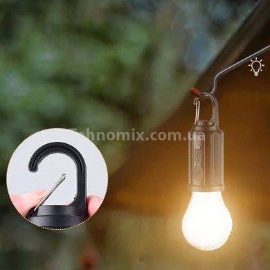Лампочка підвісна кемпінгова із сонячною панеллю акумуляторна USB HA-112 Чорна
