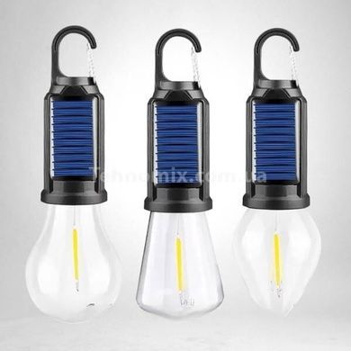 Лампочка підвісна кемпінгова із сонячною панеллю акумуляторна USB HA-112 Чорна