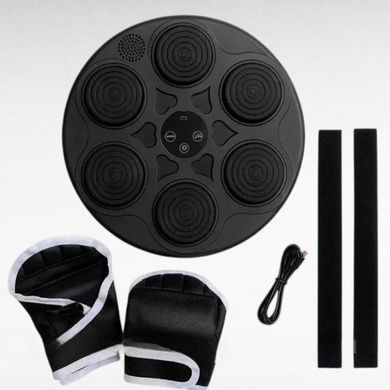 Тренажер мишень для бокса с перчатками в комплекте музыкальная Smart Boxing Machine Черный