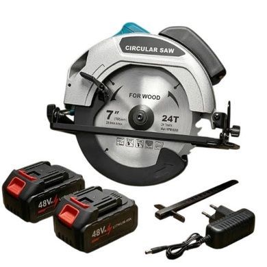 Пила акумуляторна циркуляторна ручна 48V Circular Saw X-510 Блакитна з чорним