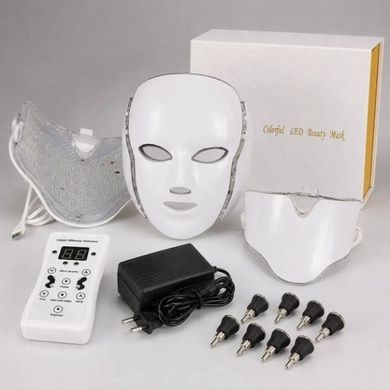 LED-маска для світлотерапії обличчя та шиї з 7 режимами Beauty Technology Біла