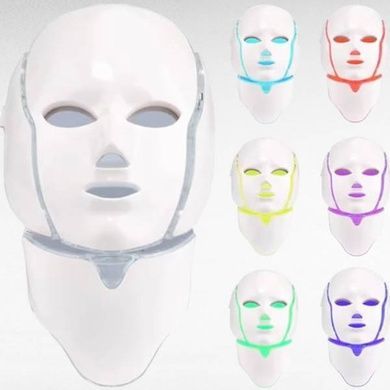 LED-маска для світлотерапії обличчя та шиї з 7 режимами Beauty Technology Біла