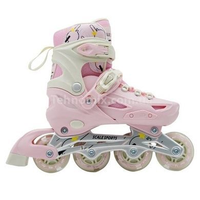 Ролики детские раздвижные размер 34-38 Scale Sports Pink LF 605 Розовые с белым