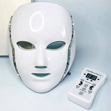 LED-маска для світлотерапії обличчя та шиї з 7 режимами Beauty Technology Біла