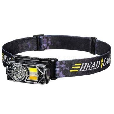 Фонарь налобный аккумуляторный YY-19B-3SMD+2COB(white+yellow+red) Черный