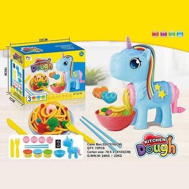 Набір тіста для ліплення 3 кольори з формочками Єдиноріг Kitchen Dough Series Блакитний