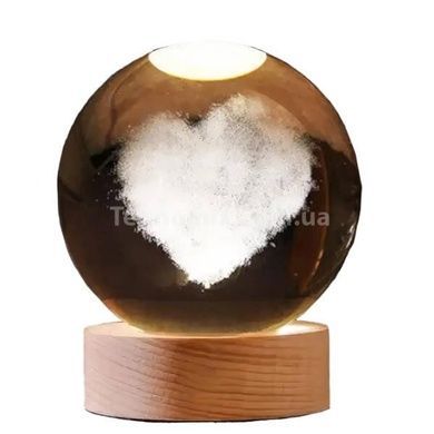 Куля акрилова з Серцем 6см з підсвічуванням на підставці