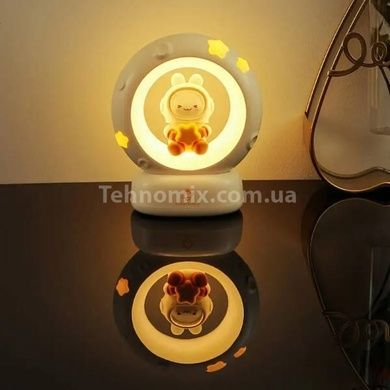Ночник светильник сенсорный аккумуляторный Котик Космонавт Белый