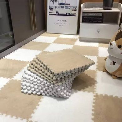 Килимок-пазл плюшевий 30&times;30см 10шт/уп floor mat AND 5579 Бежевий