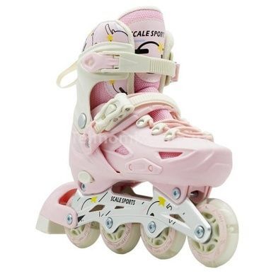 Ролики детские раздвижные размер 34-38 Scale Sports Pink LF 605 Розовые с белым