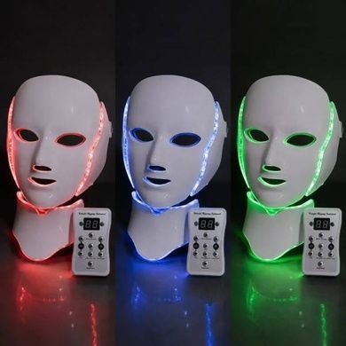 LED-маска для світлотерапії обличчя та шиї з 7 режимами Beauty Technology Біла