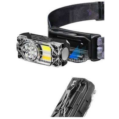 Фонарь налобный аккумуляторный YY-19B-3SMD+2COB(white+yellow+red) Черный