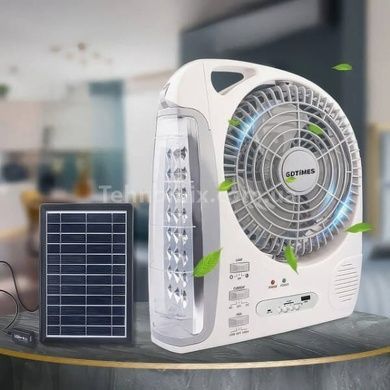 Вентилятор портативный аккумуляторный 6в1 на солнечной панели 3.2V/5500 мАч GD-8028/N283 Белый
