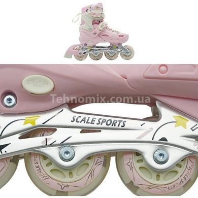 Ролики детские раздвижные размер 34-38 Scale Sports Pink LF 605 Розовые с белым