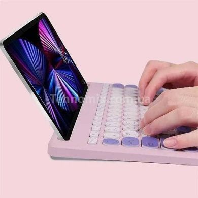 Беспроводная клавиатура с мышкой и подставкой для телефона и планшета Фиолетовая
