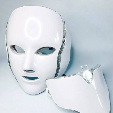 LED-маска для світлотерапії обличчя та шиї з 7 режимами Beauty Technology Біла