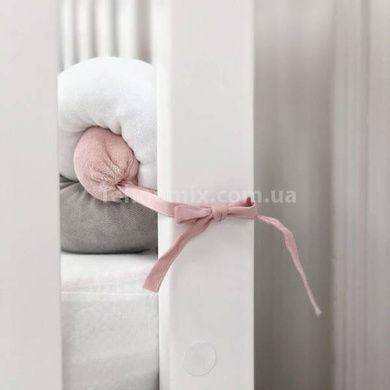 Бортик в детскую кроватку Косичка 120*18см ткань Велюр Bimbo Розовая с серым