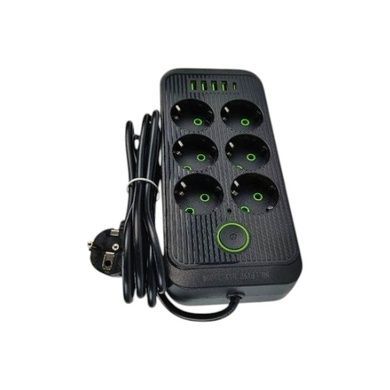 Мережевий фільтр з USB (6&times;220В+4&times;USB+1&times;Type-C) QL-1075U 5 метрів Чорний