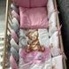 Бортик в детскую кроватку Косичка 120*18см ткань Велюр Bimbo Розовая с серым