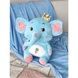 Мягкая игрушка подушка + плед 115*155см 3в1 Слоник с короной Голубой