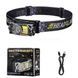 Фонарь налобный аккумуляторный YY-19B-3SMD+2COB(white+yellow+red) Черный