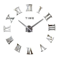 Настінний годинник "Зроби сам" великий з римськими цифрами 3D DIY CLOCK Срібло