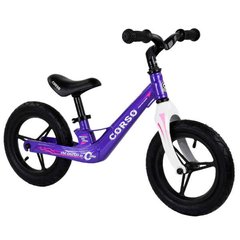 Велобіг двоколісний, колеса 12" надувні Corso Фіолетовий