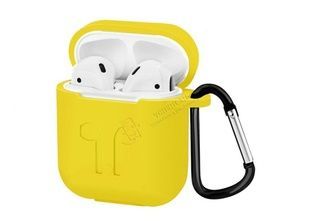 Чехол для AirPods силиконовый с карабином Желтые
