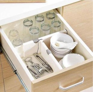Висувний кухонний Органайзер Drawer Dividers keeps items organized