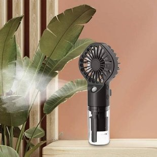 Вентилятор ручний портативний з розпиленням води Small fan Чорний