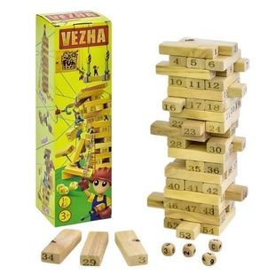 Гра Вежа дерев'яна 54 деталі 4FUN Game Club Wood 7358 Натуральний