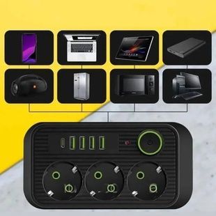 Мережевий фільтр з USB (3&times;220В+4&times;USB+1&times;Type-C) QL-1074U 5 метрів Чорний