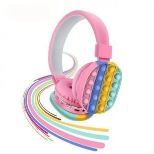 Беспроводные Bluetooth наушники антистресс Pop It LED CXT-806E Розовые