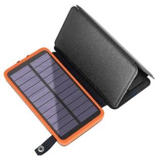 Power Bank із сонячною зарядкою в розкладному чохлі 10000mAh Solar Charger Power Bank Чорний із помаранчевим