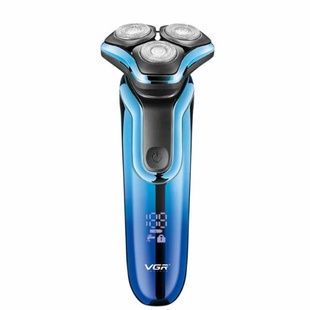 Электробритва аккумуляторная роторная с двойным лезвием VGR V-313 BLUE Черная с синим