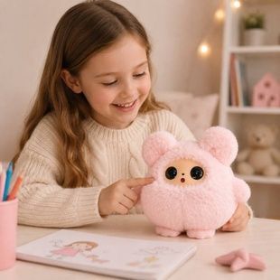 Интерактивная аккумуляторная мягкая игрушка с AI-реакциями 28см USB Wi-Fi 2.4 GHz LK DODO Розовая