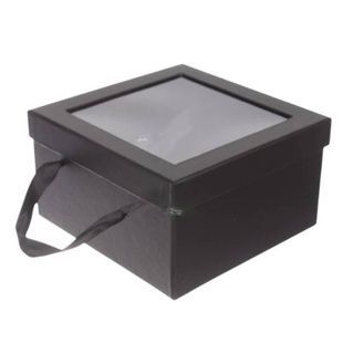 Коробка подарочная квадратная со смотровым окошком M-21x21x11см W1630 Черная