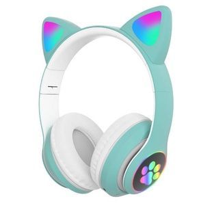 Беспроводные Bluetooth-наушники с кошачьими ушками LED CAT EAR P33 бирюзовые