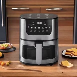 Аерофритюрница с чашей с антипригарным покрытием 8л 4200Вт Rainberg RB-2268 Черная