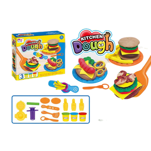Набор теста для лепки 3 цвета Kitchen Dough Series Фастфуд