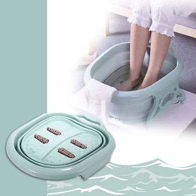Складна ванночка масажер для масажу ніг з роликами Бірюзова