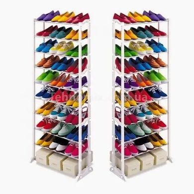 Полиця органайзер стелаж підставка для взуття Amazing Shoe Rack на 30 пар Біла