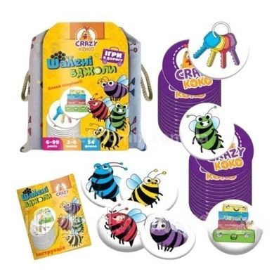 Гра настільна дитяча за картками Божевільні бджоли 54 картки Vladi Toys VT8077-11