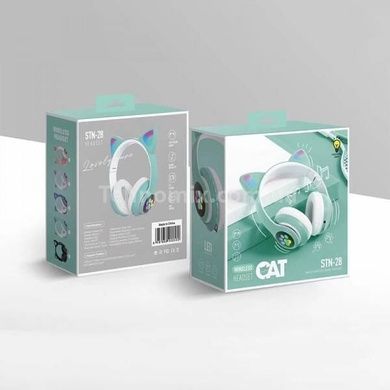 Беспроводные Bluetooth-наушники с кошачьими ушками LED CAT EAR P33 бирюзовые
