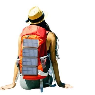 Power Bank із сонячною зарядкою в розкладному чохлі 10000mAh Solar Charger Power Bank Чорний із помаранчевим