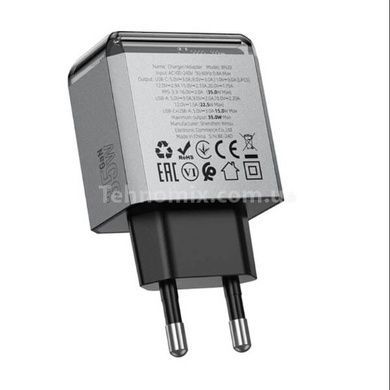 Зарядное устройство блок питания BOROFONE BN22 Lena PD65W (2C1A) charger set (C to C(EU) Серое