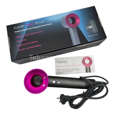 Фен для волос 1600Вт Super Hair Dryer Фуксия