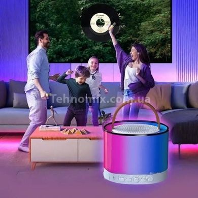 УЦІНКА! Караоке колонка з 2 мікрофонами та підсвічуванням Bluetooth K52 Блакитна