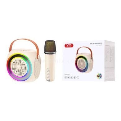 Портативная колонка караоке система с микрофоном XO F42 Dazzling RGB Бежевый